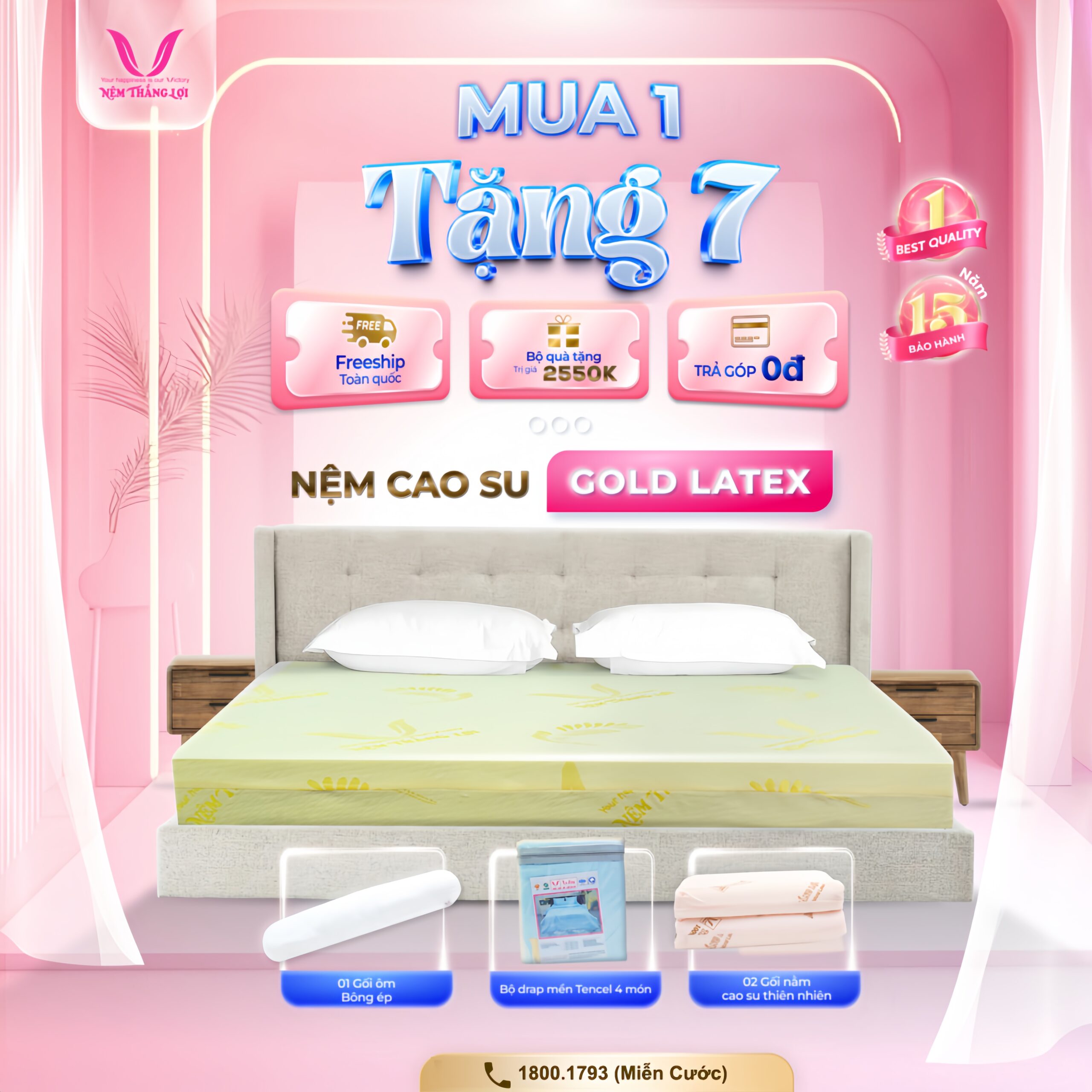 NỆM CAO SU GOLD LATEX THẮNG LỢI